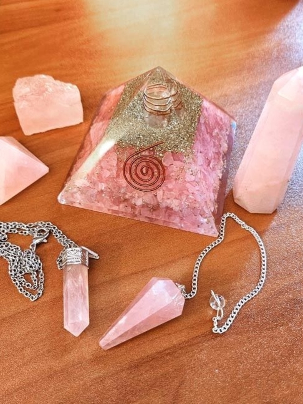 Rose Quartz Pendulum Necklace - Pink Crystal Energy Jewelry